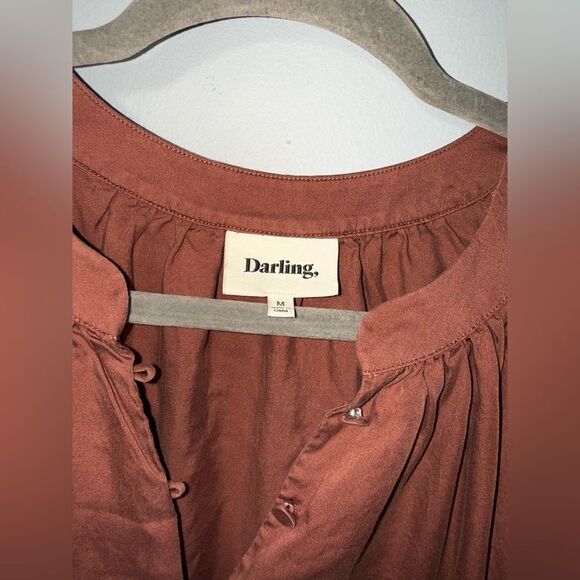 Darling Society Button Down Flowy Blouse In sable Size Medium EUC - Picture 8 of 12